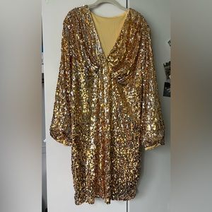 Shein, 3X, Gold sequin dress